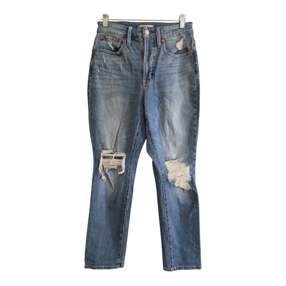 Madewell The Curvy Perfect Vintage Jeans 25 Denman Wash Distress Ripped Edition - Picture 2 of 9